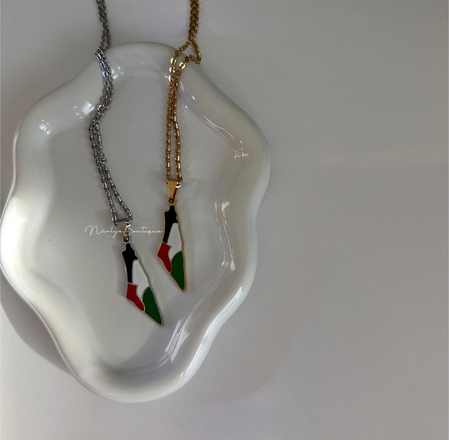 Collier drapeau palestinien - Argent