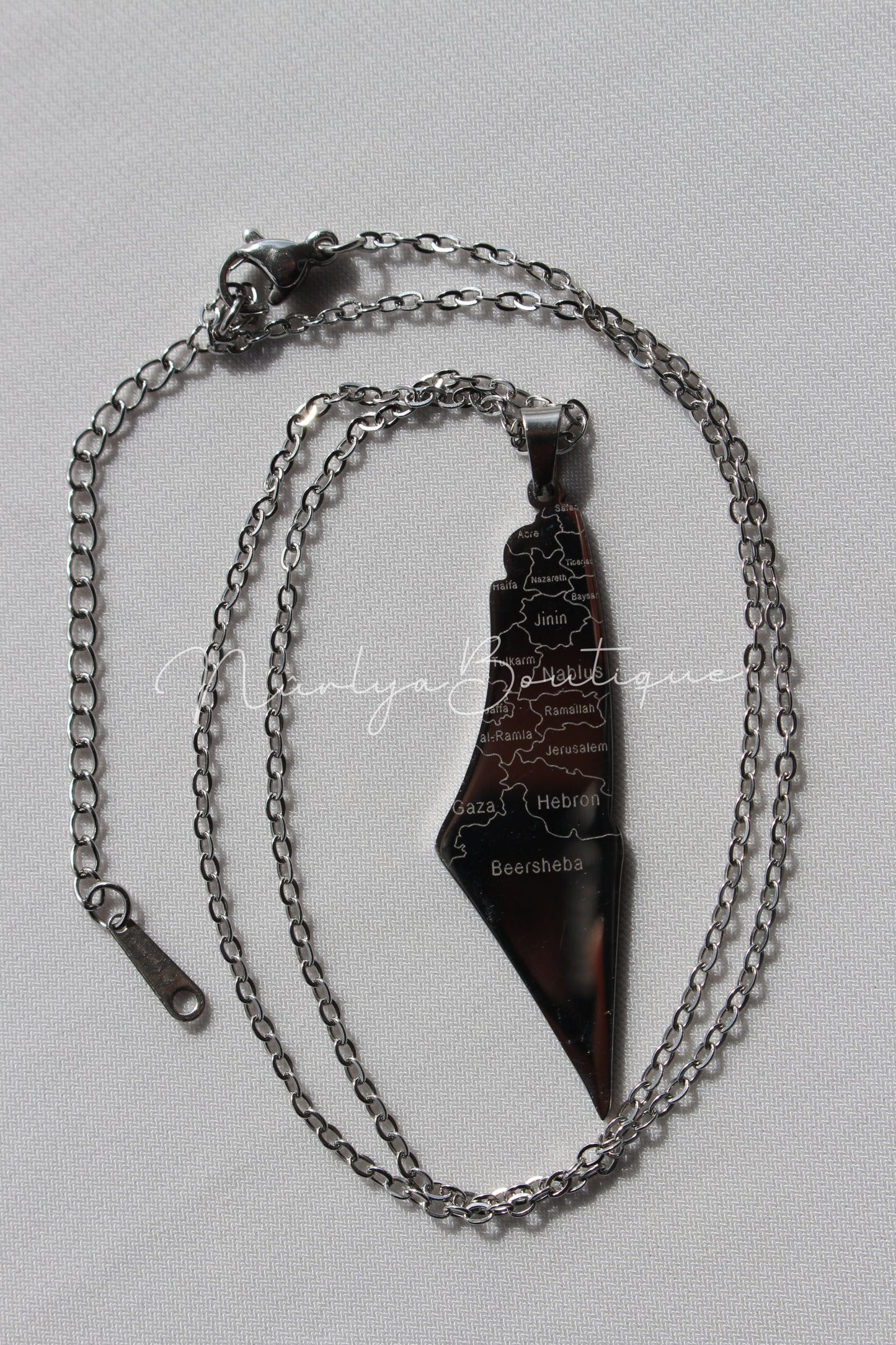 Collier carte Palestine - argent