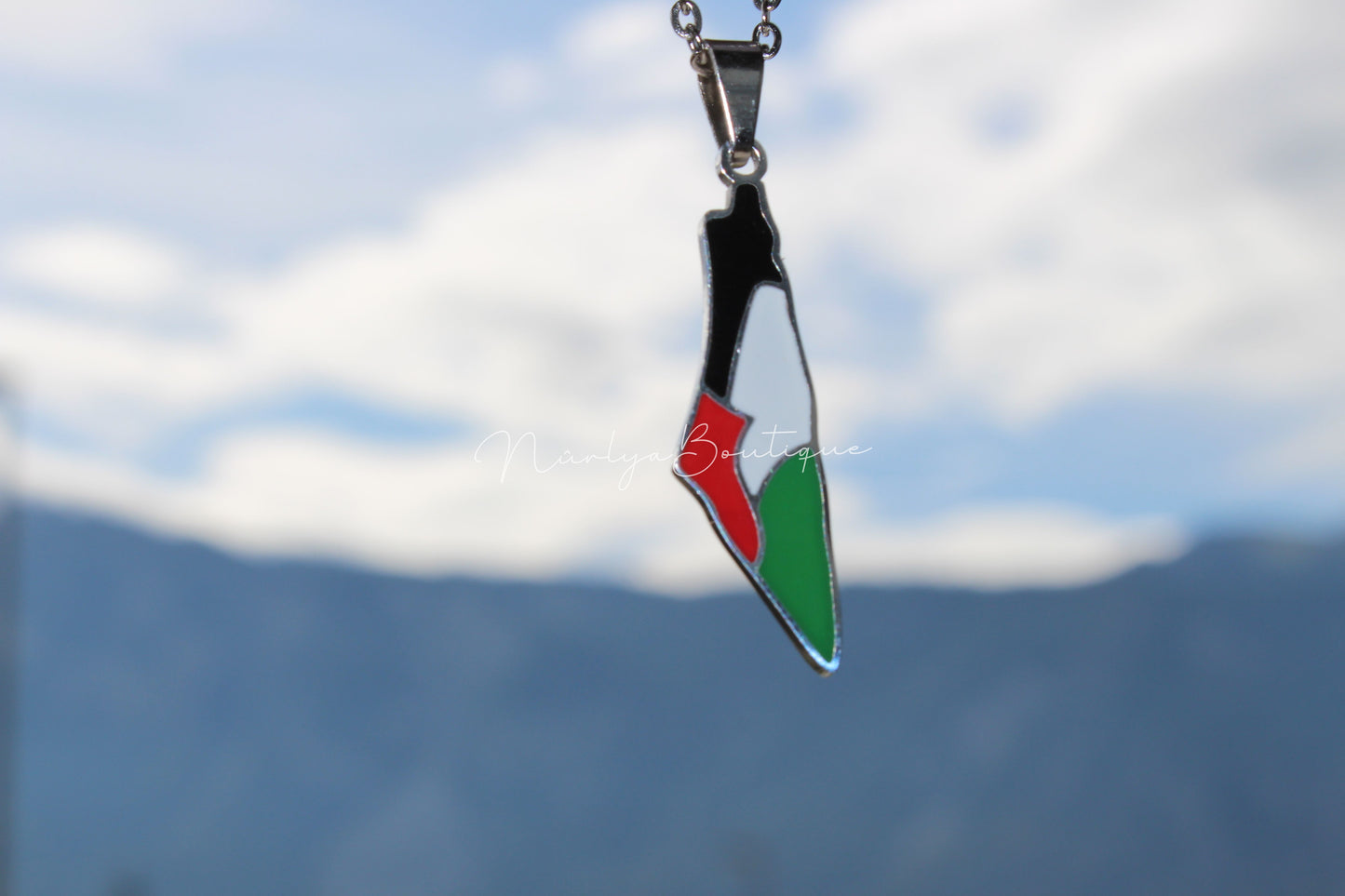 Collier drapeau palestinien - Argent