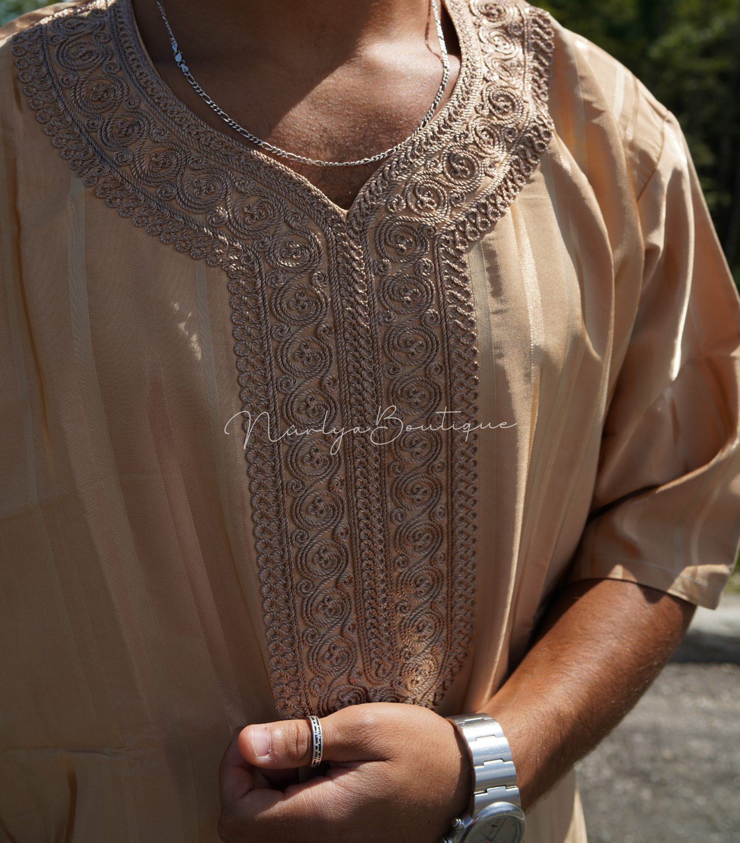 Qamis manches courtes - avec broderie artisanale