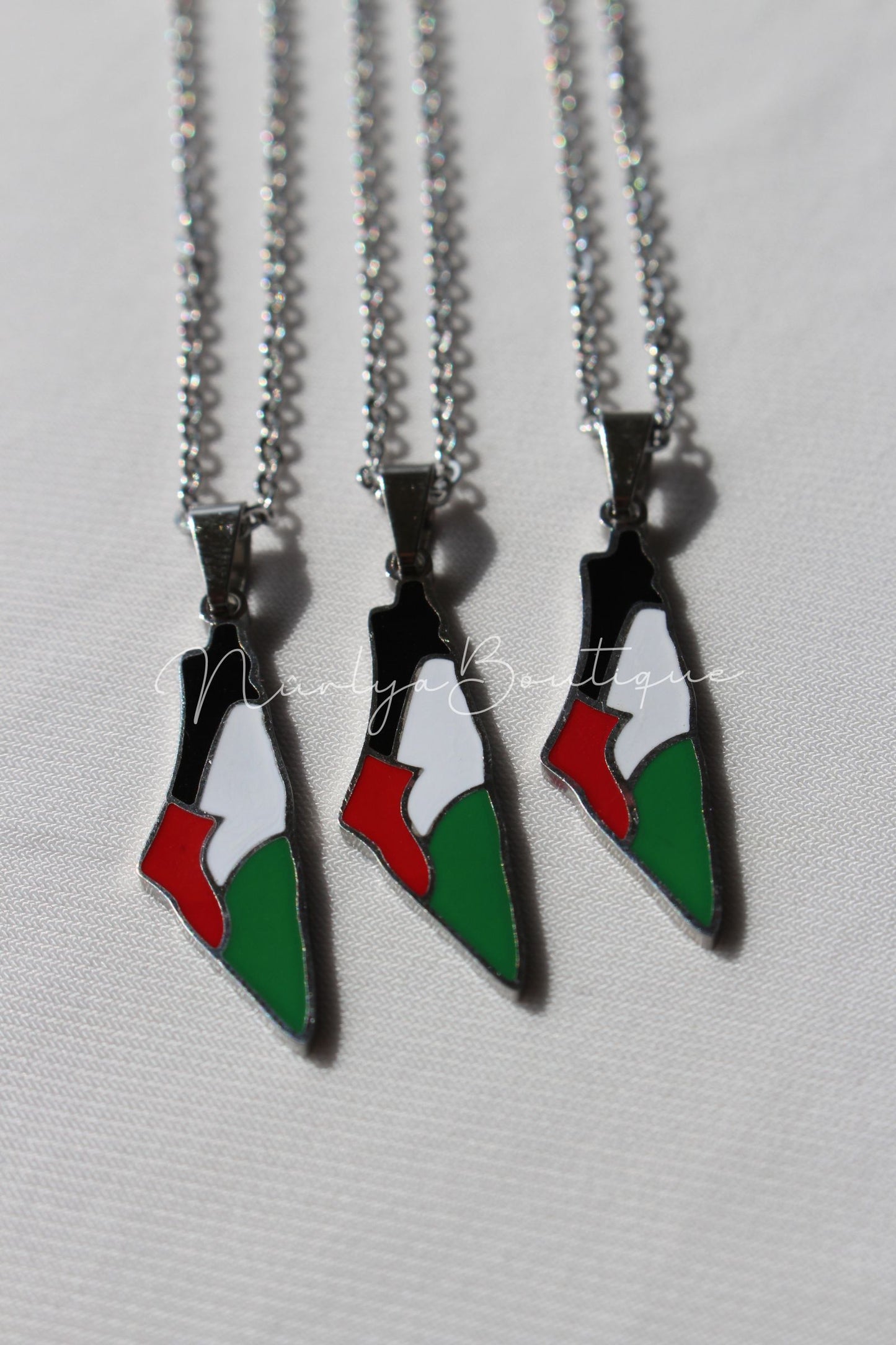 Collier drapeau palestinien - Argent