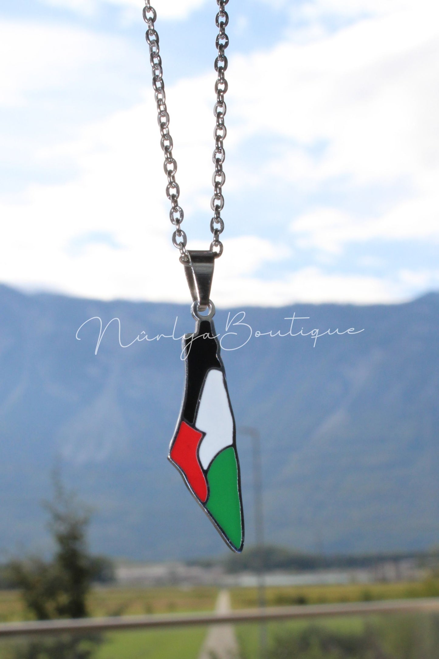 Collier drapeau palestinien - Argent