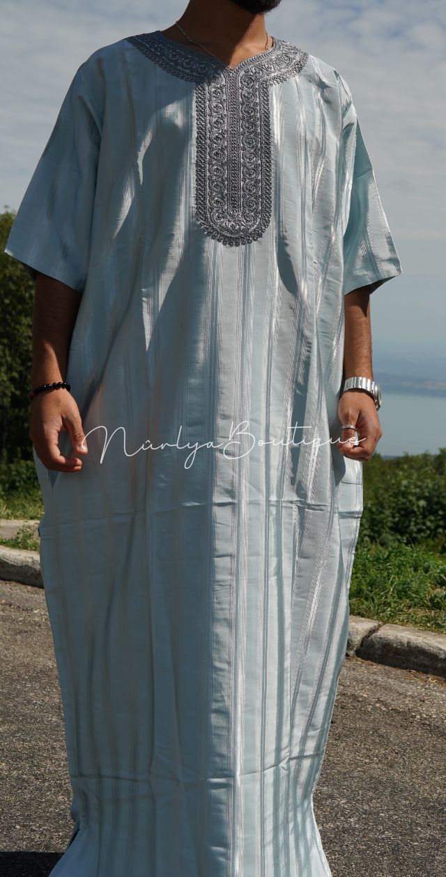 Qamis manches courtes - avec broderie artisanale